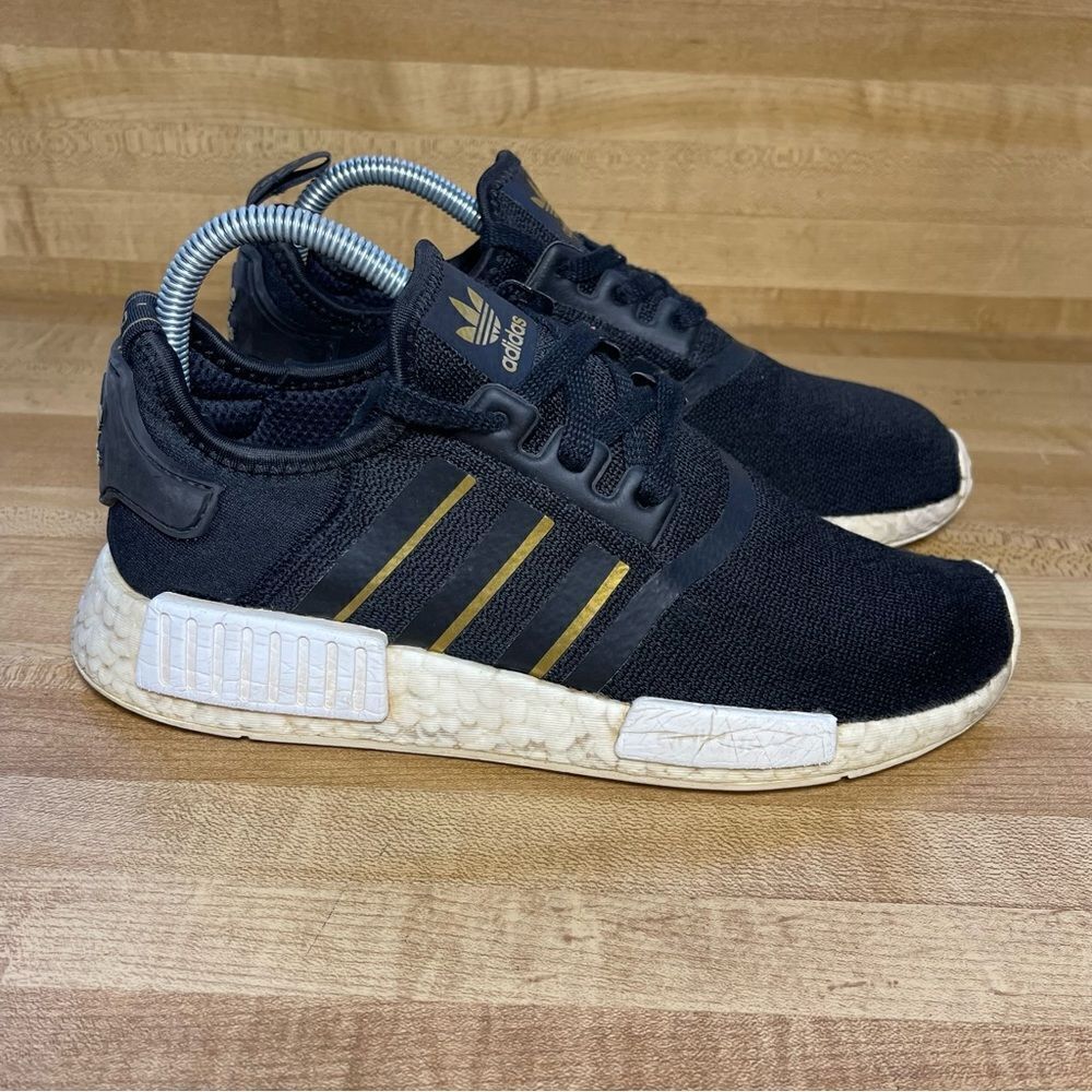 Adidas NMD_R1 Women's Size 9 Men’s 7.5 Sneakers Shoes FW6433 Black/Gold